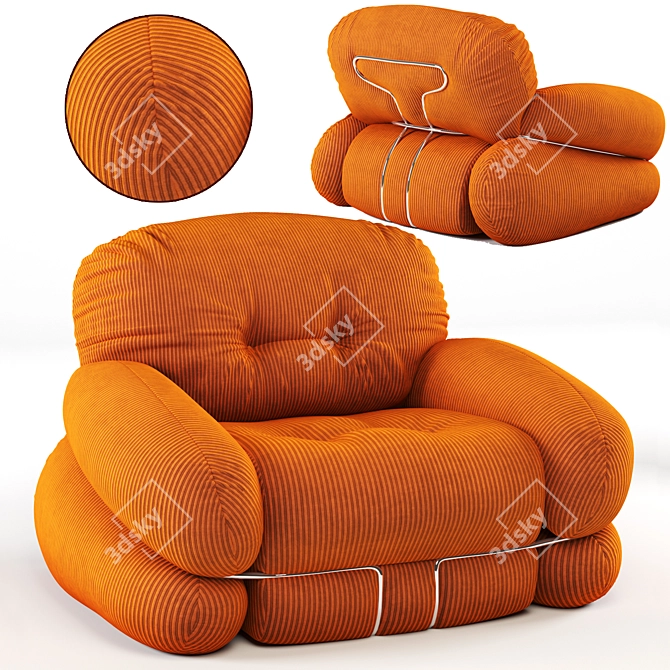 Piazzesi Orange Armchair: Italian Design, Vintage Vibes 3D model image 1