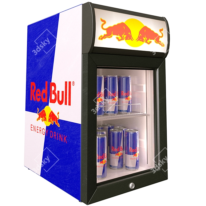 Title: Red Bull Mini Fridge: Low Poly Design 3D model image 2