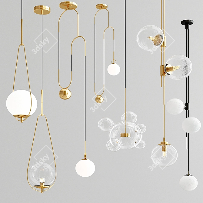 Elegant Glass Pendant Lights 3D model image 1