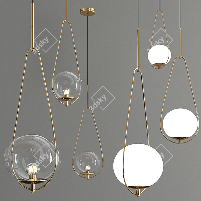 Elegant Glass Pendant Lights 3D model image 3