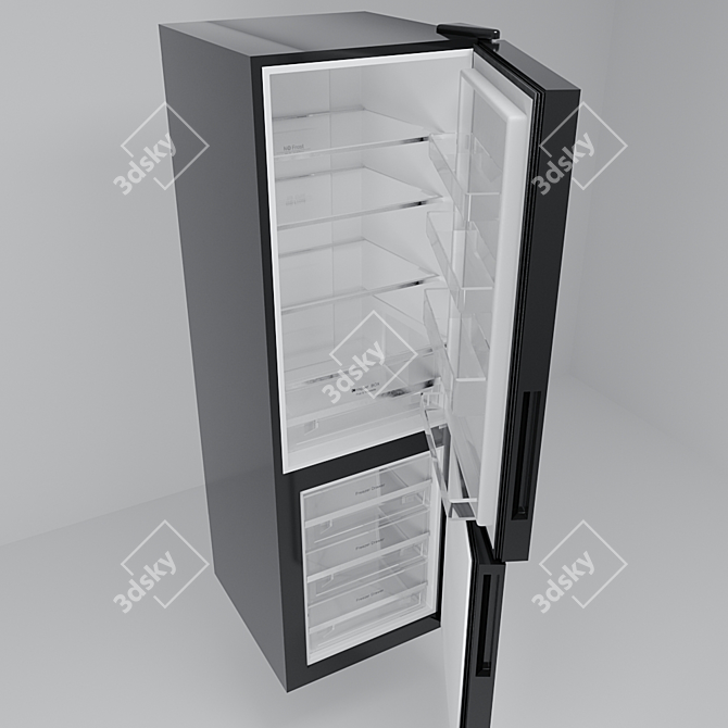 Galatec RFR-H3404 Black: Sleek & Spacious Refrigerator 3D model image 3