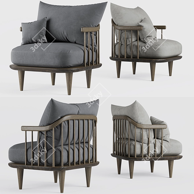 Oak Fly Armchair: Handcrafted Elegance 3D model image 1