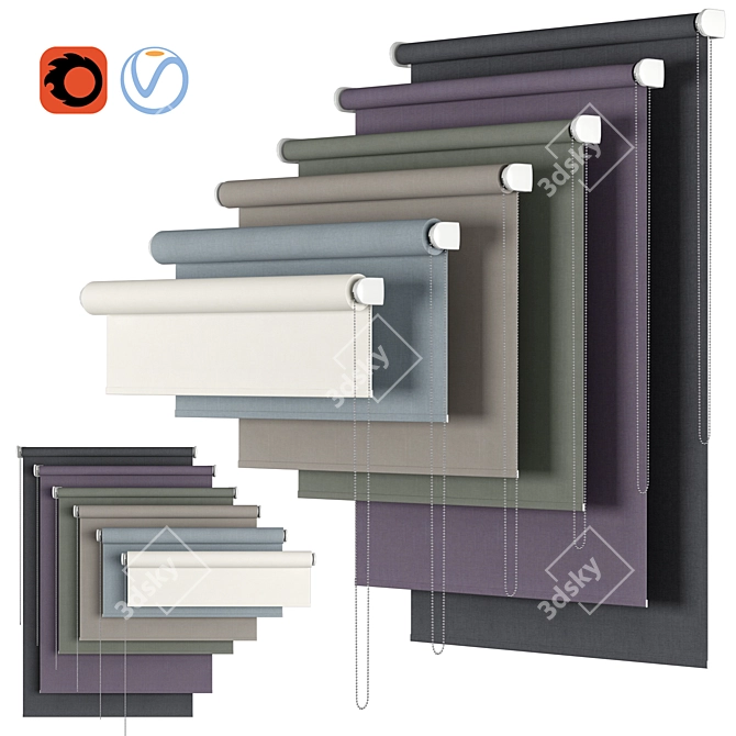 Santiago Roller Blind - Gray Palette 3D model image 1