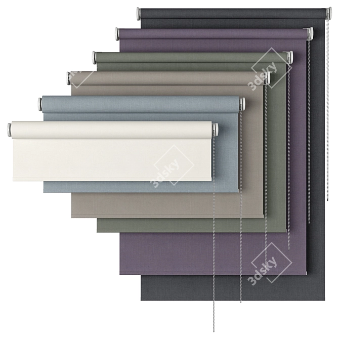 Santiago Roller Blind - Gray Palette 3D model image 2