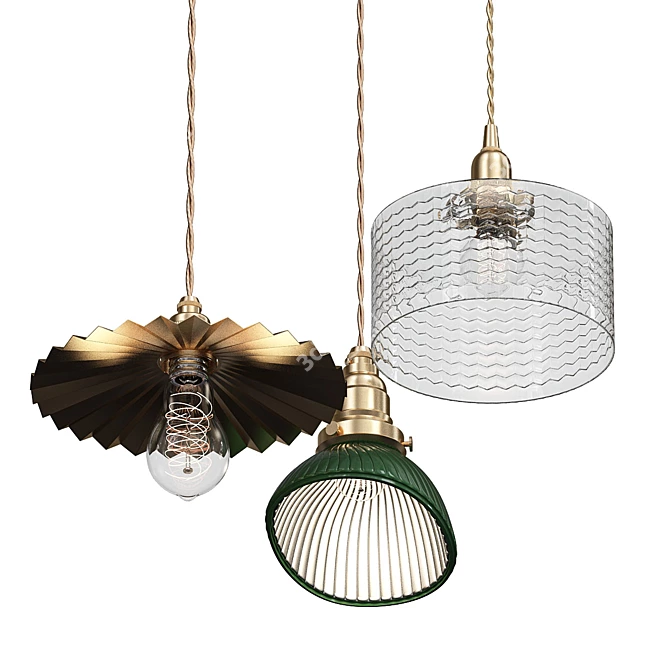 Elegant Glass Pendant Light 3D model image 1