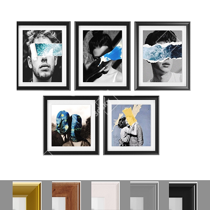 5 Stylish Art Frams - Unique Paper Torn Art 3D model image 5