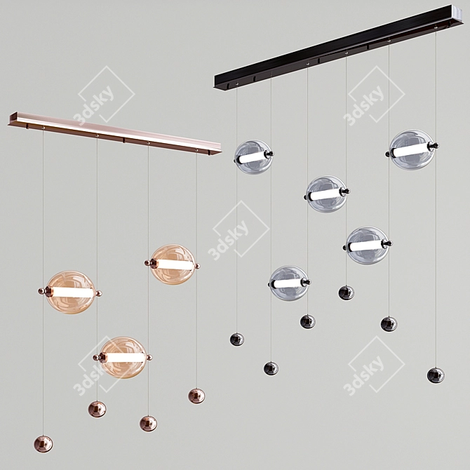 Elegant Abacus LED Suspension 3D model image 4