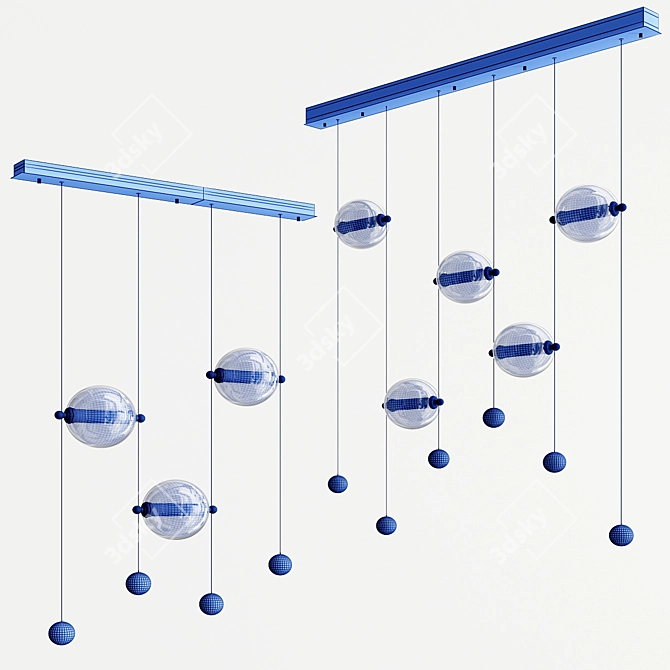 Elegant Abacus LED Suspension 3D model image 5