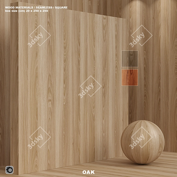 Seamless Oak Wood Box Set 3D model image 1