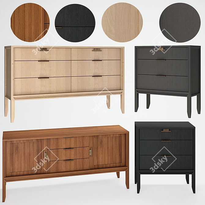 City Multi-Drawer Chests Set 3D model image 1