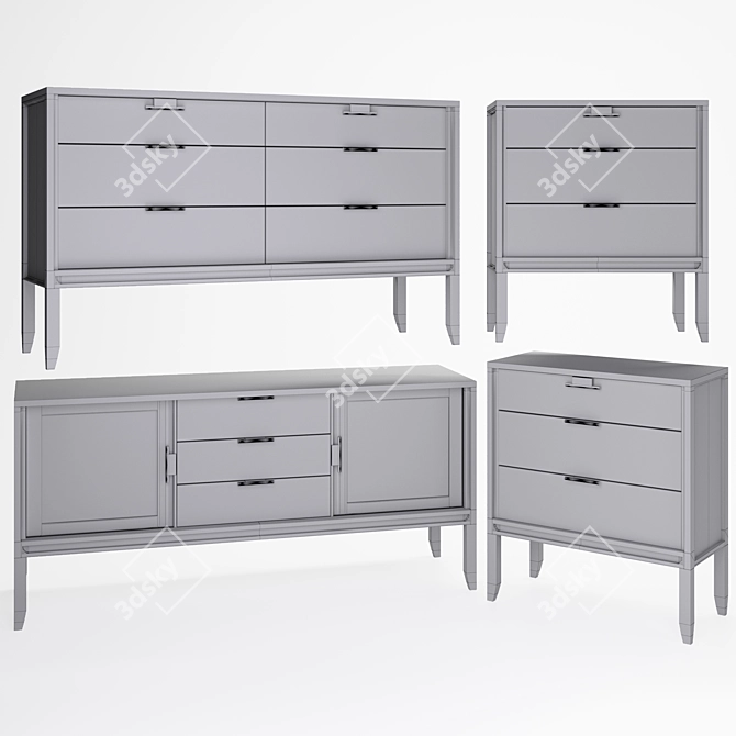 City Multi-Drawer Chests Set 3D model image 4