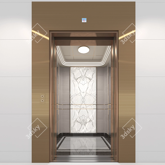 Sleek Button Panel for Elevator 3D model image 4