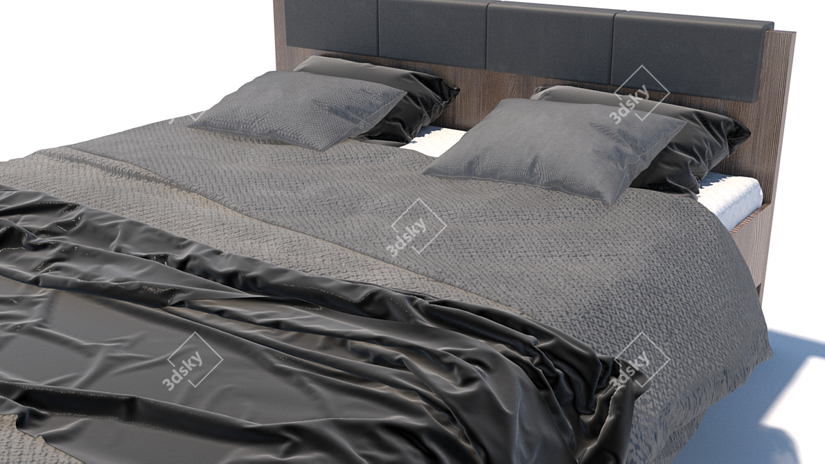 Modern Loft Style Bed 3D model image 2