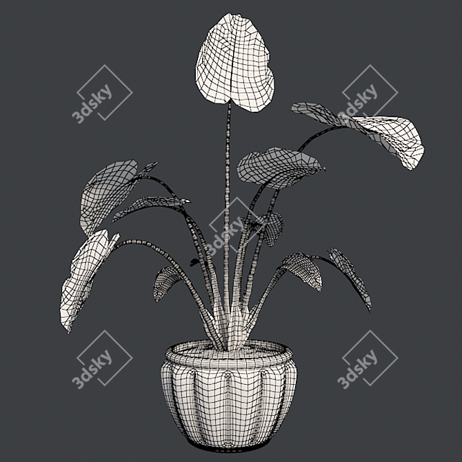 Luscious Elephant Ear Pot 3D model image 5