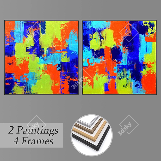 Elegant Wall Art Set with Multiple Frames 3D model image 1