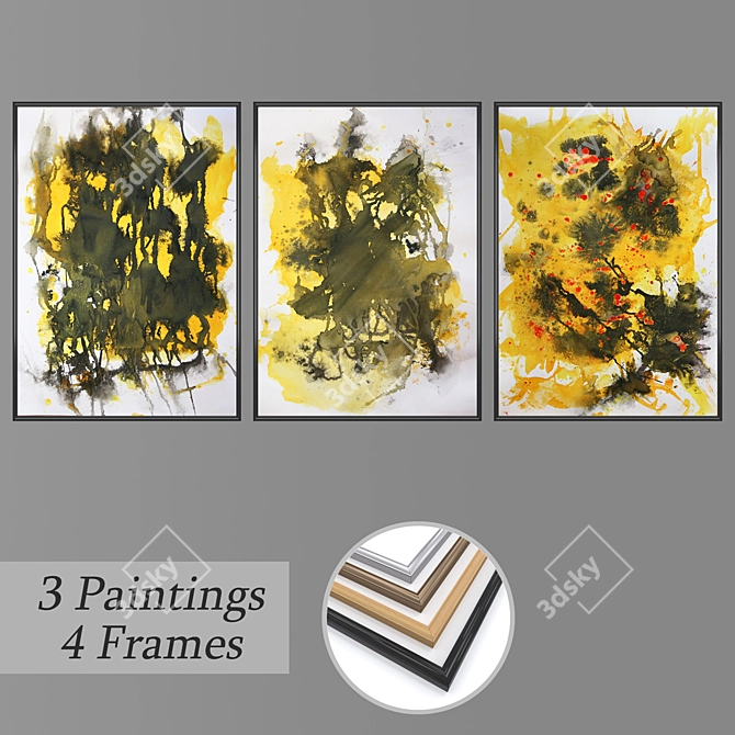 Abstract Art Set with Multiple Frames 3D model image 1