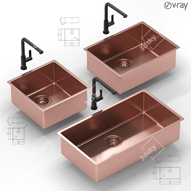 Modern Kitchen Sink Collection 3D model image 1