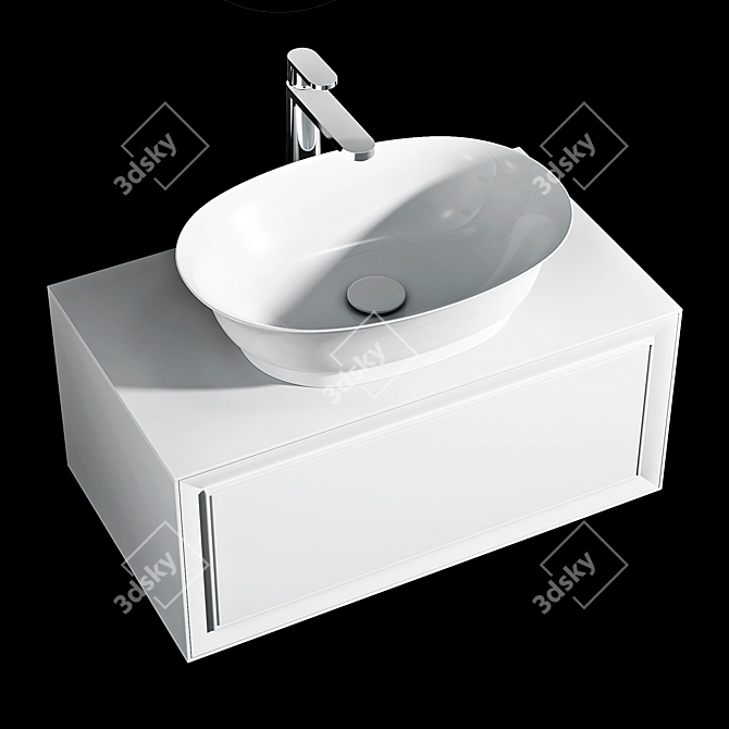 Laufen Classic Basin Set: Bowl Washbasin, Vanity, Mirror, Mixer 3D model image 3