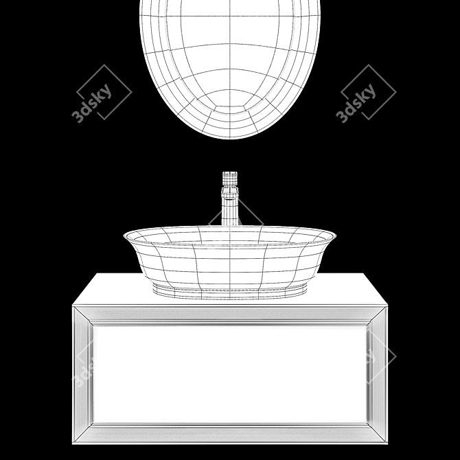 Laufen Classic Basin Set: Bowl Washbasin, Vanity, Mirror, Mixer 3D model image 5