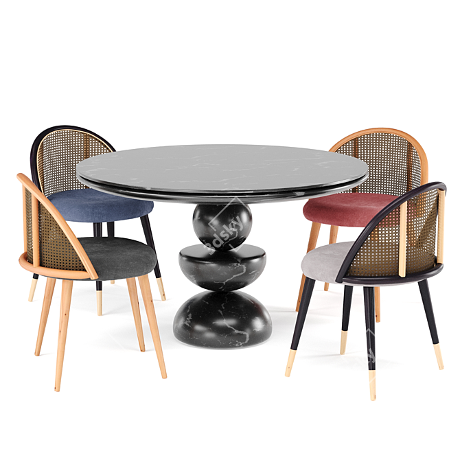 Elegant Marble Dining Set 3D model image 1