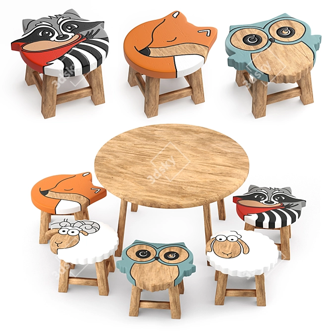 Wildlife Kids Furniture Set 3D model image 1