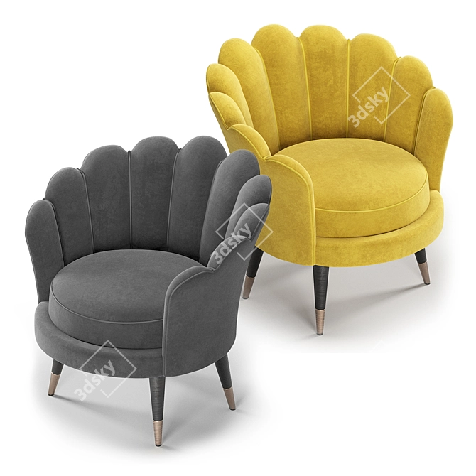 Sleek Petal Armchair - Modern Design 3D model image 2