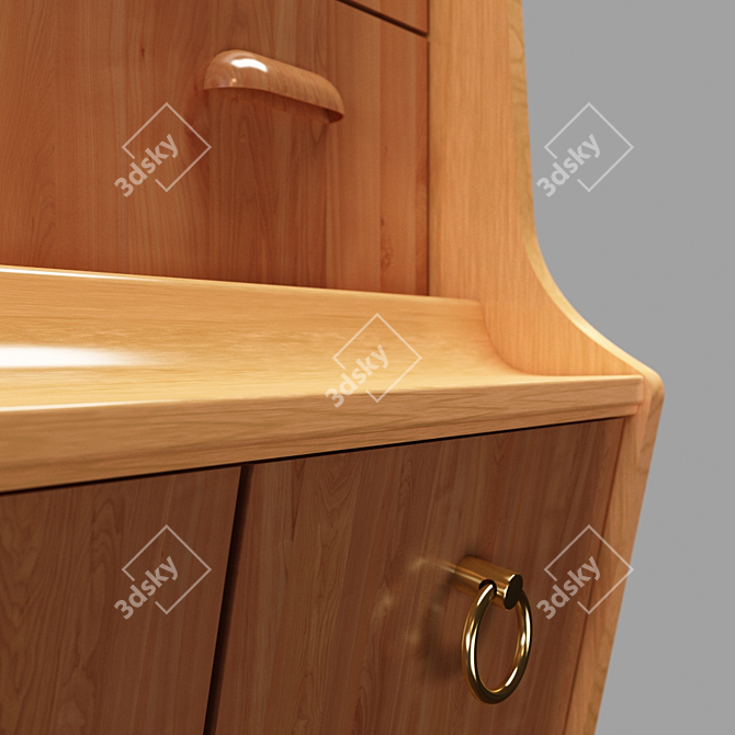 Rustic Teak Oak Drawer Cabinet 3D model image 3