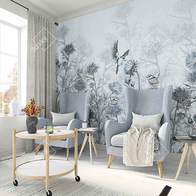 Ethereal Botanica Wallpaper Collection 3D model image 3