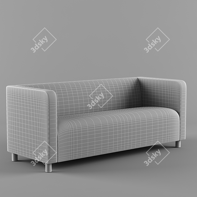 Banana-Colored 3-Seater Sofa 3D model image 2