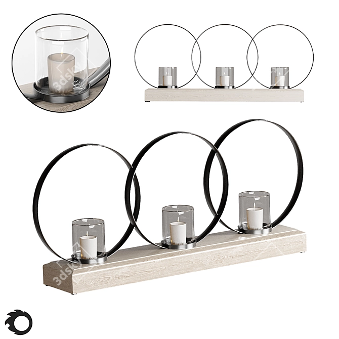 Elegant Trio Votive Candle Holder 3D model image 4