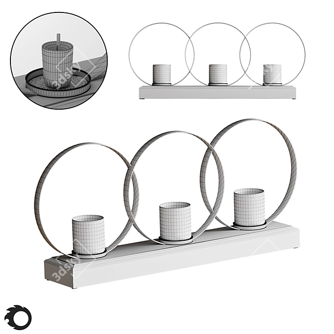 Elegant Trio Votive Candle Holder 3D model image 5