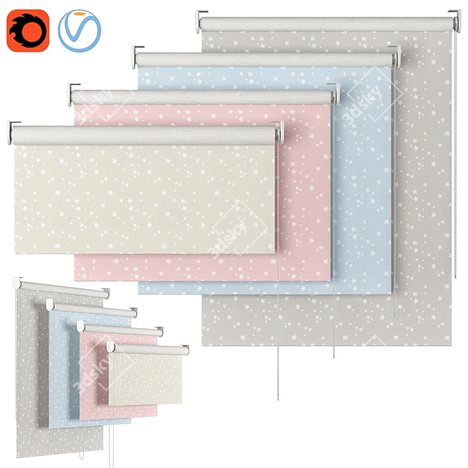 Twinkling Stars Roller Blind 3D model image 1