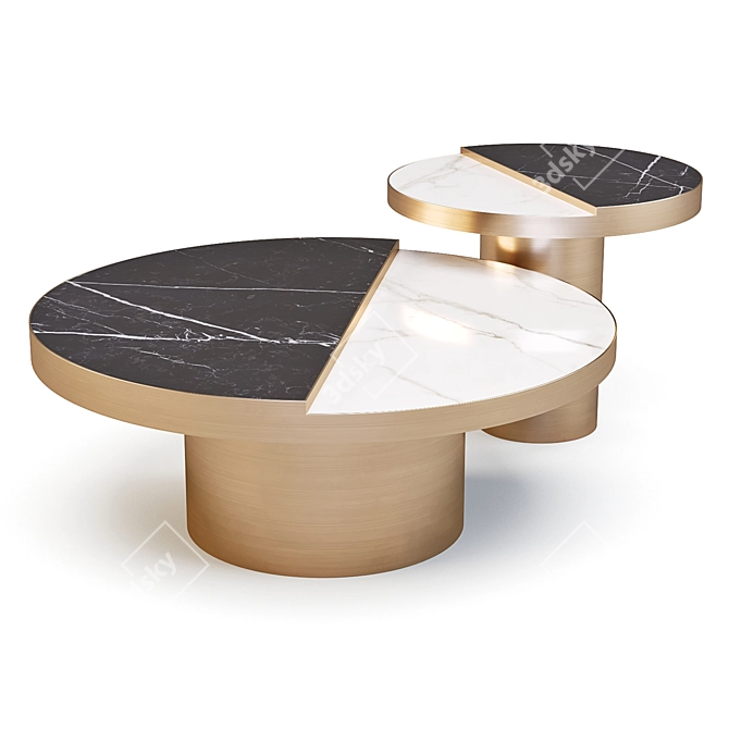 Excelsior: Marble Luxury Coffee & Side Table 3D model image 1