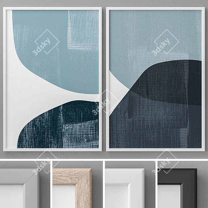 Modern Abstract Paintings Set 3D model image 1