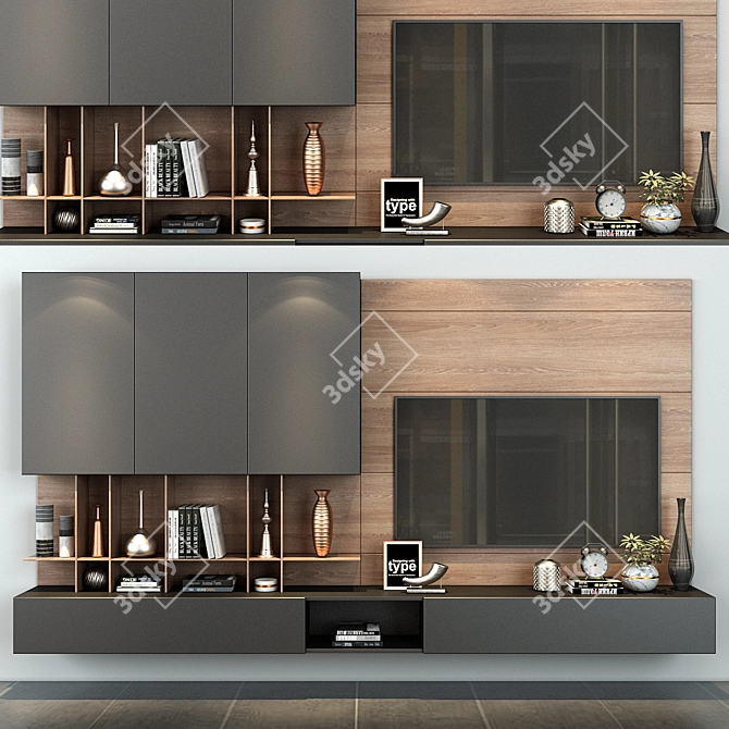 Modern TV Shelf 0130 3D model image 1