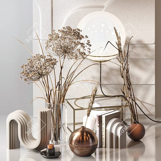 Elegant Decor Set with Carex Riparia & Heracleum 3D model image 1