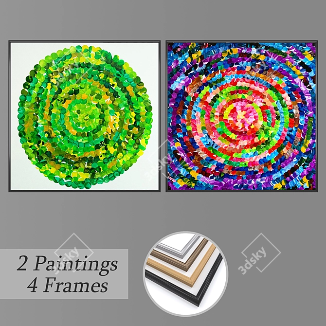 Multiframed Wall Paintings Set 3D model image 1