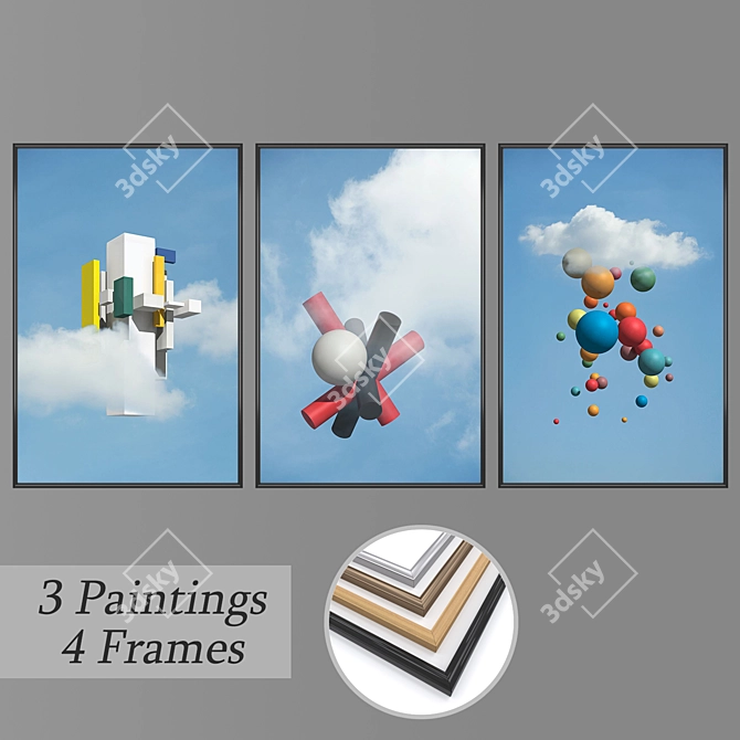 Elegant Wall Art Set 2308 3D model image 1