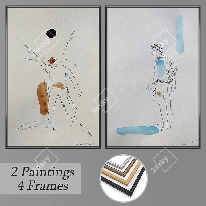 Abstract Art Set with Versatile Frames 3D model image 1