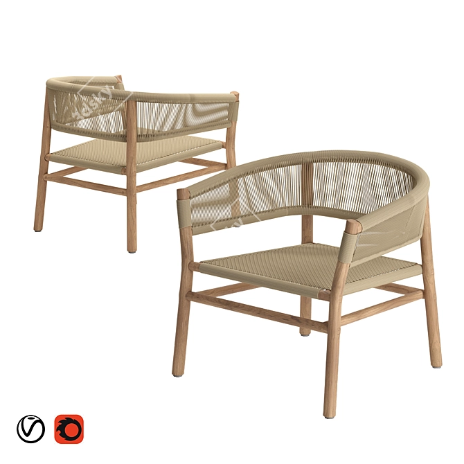 Ethimo Kilt Lounge Chair: Elegant Comfort for Your Space 3D model image 1