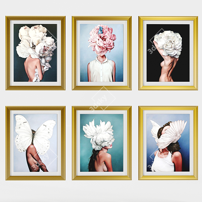 Floral Muse Art Framed Set 3D model image 4