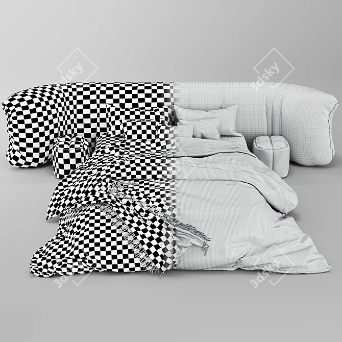Adairs Queen Bed: Stylish and Functional 3D model image 4