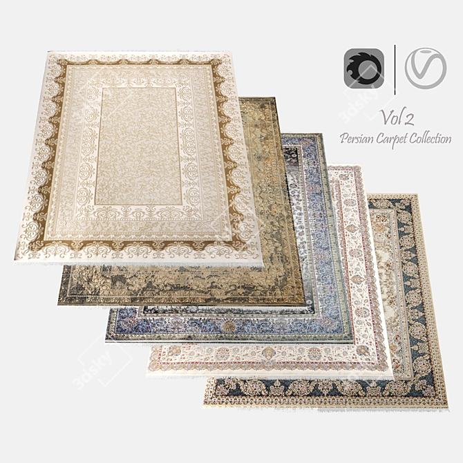 Luxury Persian Carpet Collection - 4K Texture 3D model image 1
