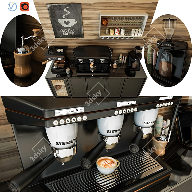 Sleek Coffee Shop Interior Design 3D model image 1