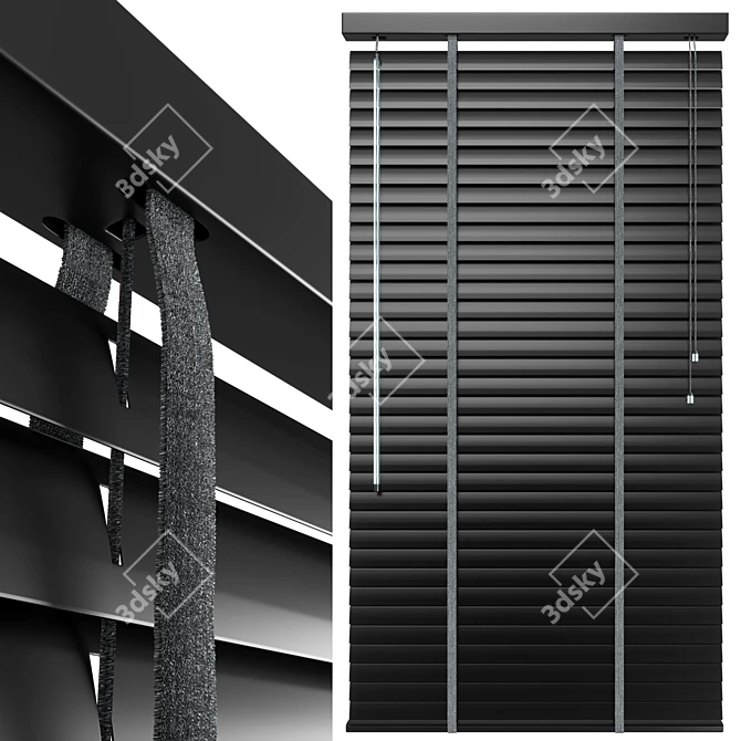 6-Position Wooden Blinds 900mm 3D model image 3