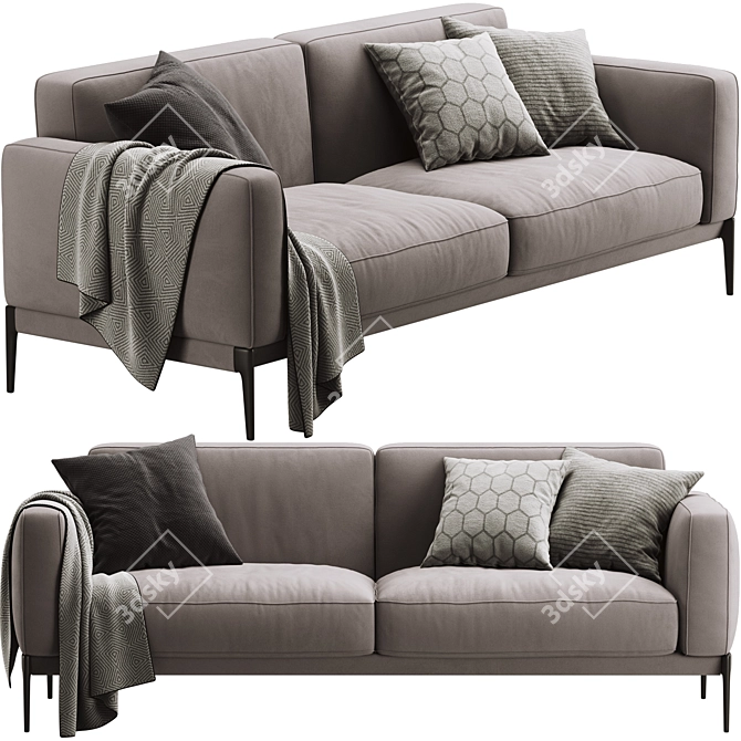 Elegant Flexform Romeo Compact Sofa 3D model image 1