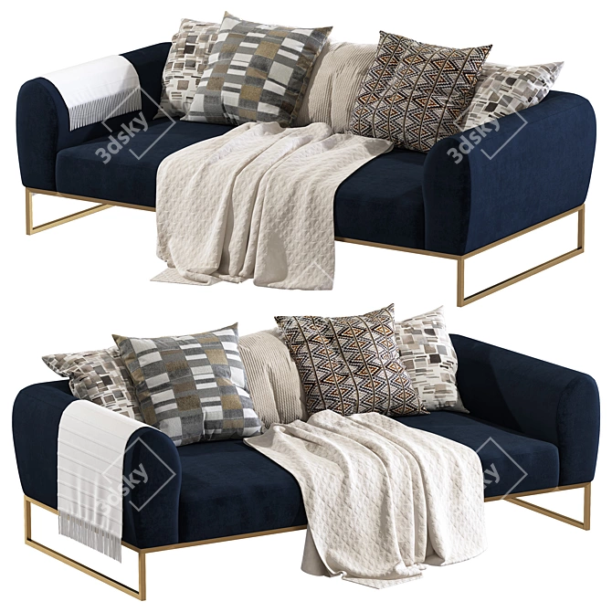 Velvet Dreams: Kits Cascadia Blue Sofa 3D model image 1