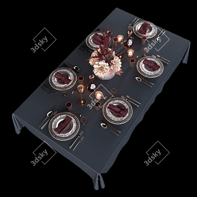 Elegant Table Setting 3D model image 1