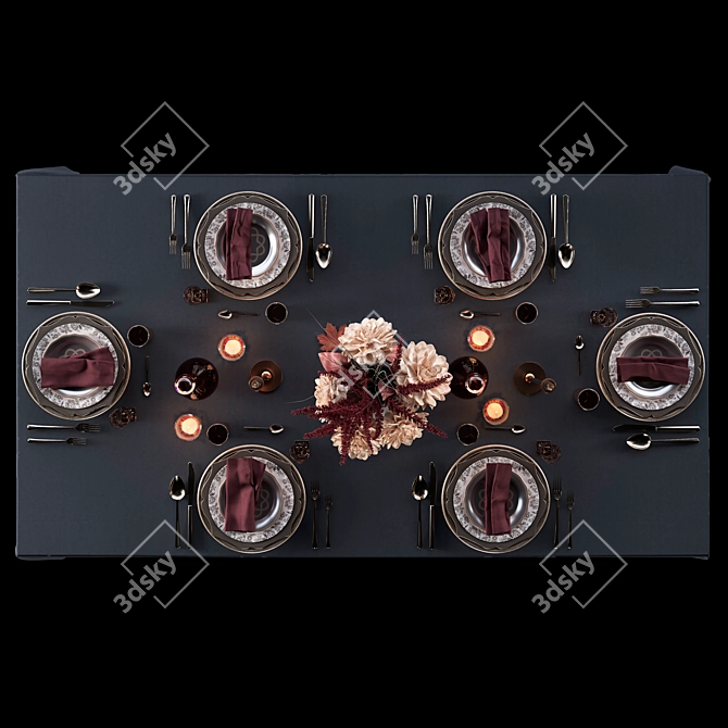 Elegant Table Setting 3D model image 3