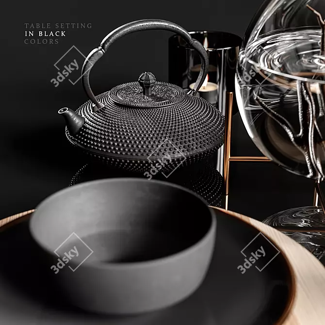 Black Elegance Table Setting 3D model image 4